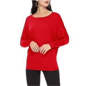 HONEYDEW Women's Red Lounge Jersey Dolman Style Boat Neck Casual Top Size M